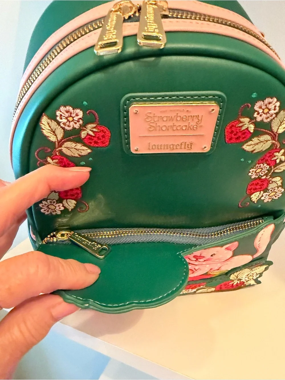 Loungefly Green and Pink Strawberry Shortcake Kids Mini Backpack